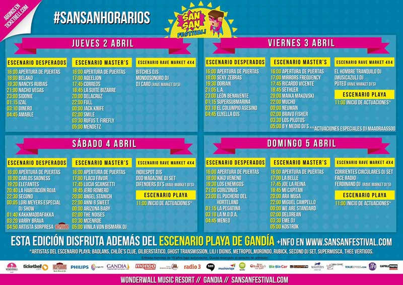 SanSan 2015 - Horarios